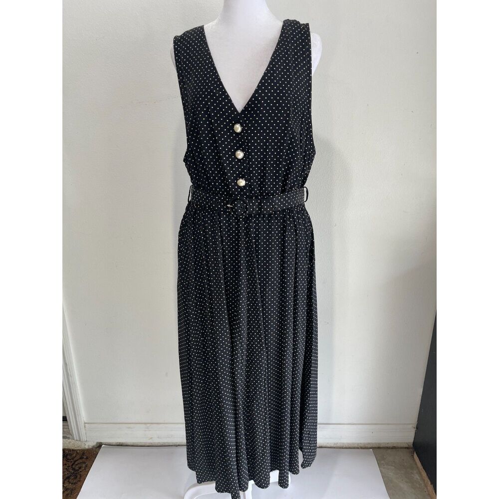 Ms Choice dress vintage polka dot black white circular retro peappy women's L